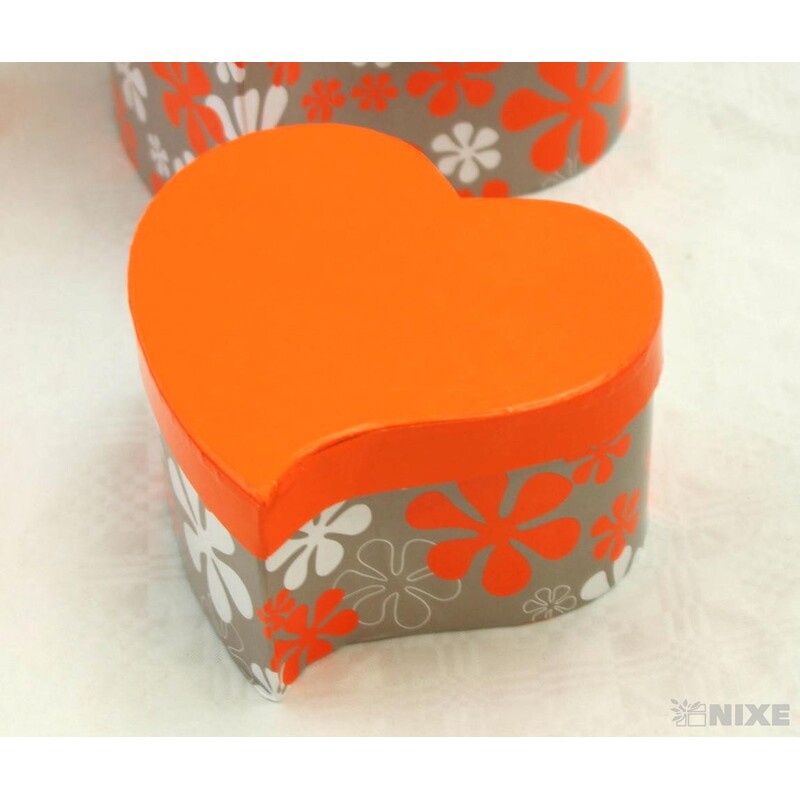 KRABICE SRDCE 19x10cm 17x9 15x8*ORANŽOVÁ