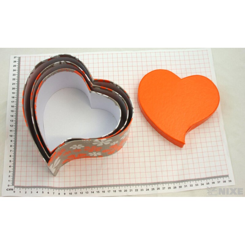 KRABICE SRDCE 19x10cm 17x9 15x8*ORANŽOVÁ