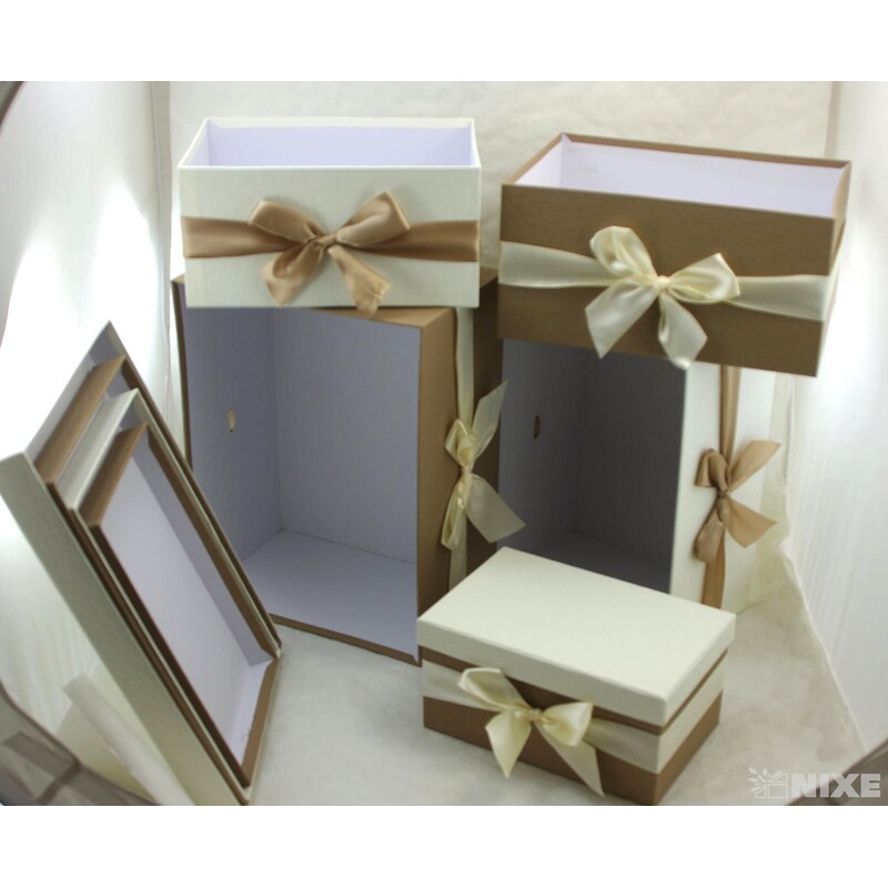 KRABICE 5ks 36x17x27cm 32x15x24 29x14x21 26x13x18 23x11x15*PŘÍRODNÍ+BÍLÁ