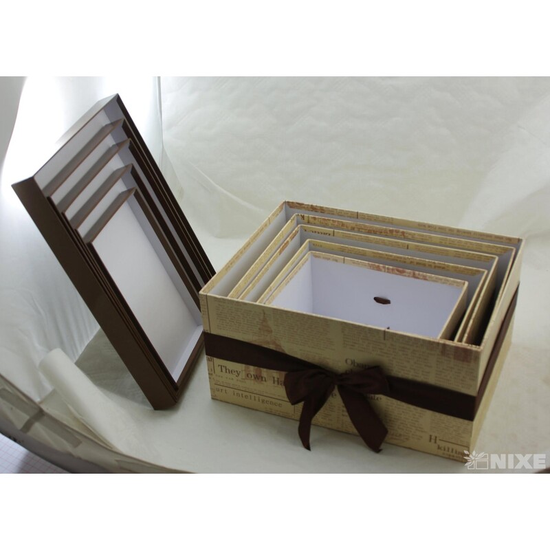 KRABICE 5ks 36x17x27cm 32x15x24 29x14x21 26x13x18 23x11x15*KRÉMOVÁ+HNĚDÁ