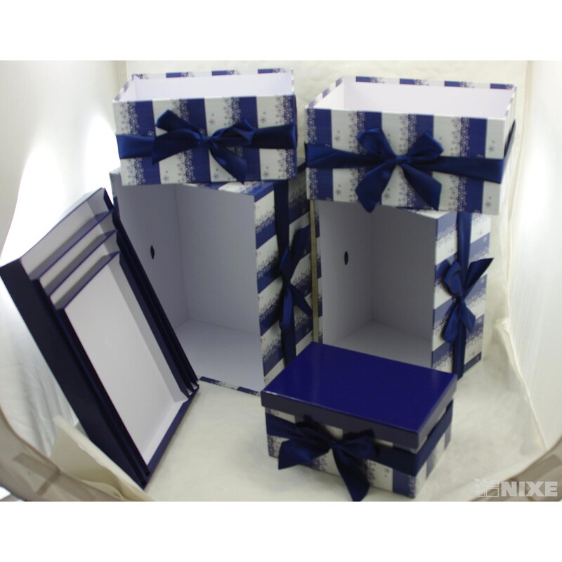 KRABICE 5ks 36x17x27cm 32x15x24 29x14x21 26x13x18 23x11x15*MODRÁ+BÍLÁ