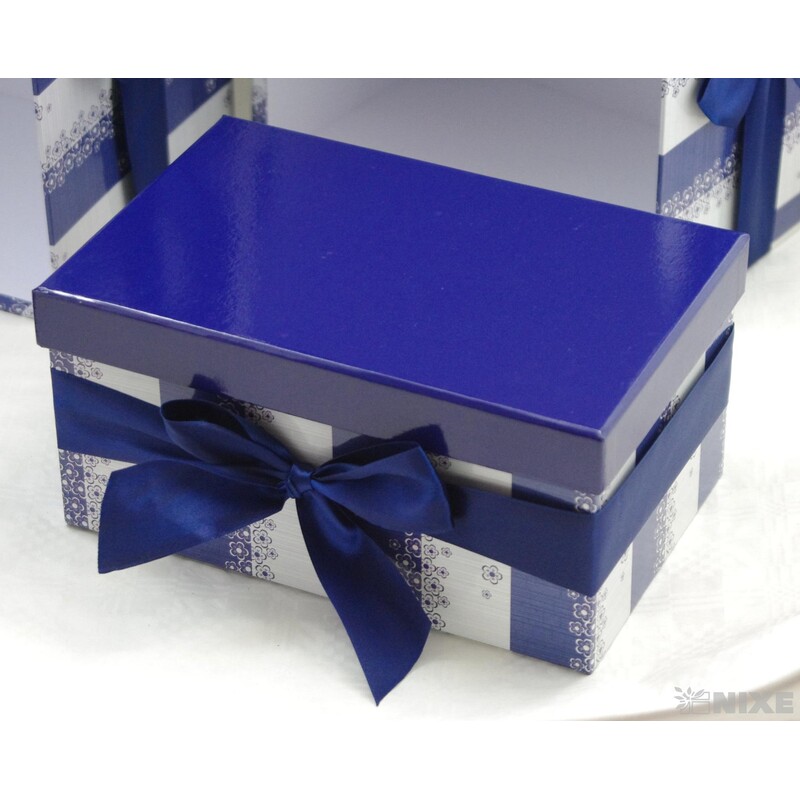 KRABICE 5ks 36x17x27cm 32x15x24 29x14x21 26x13x18 23x11x15*MODRÁ+BÍLÁ