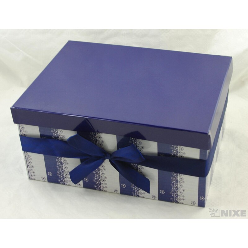 KRABICE 5ks 36x17x27cm 32x15x24 29x14x21 26x13x18 23x11x15*MODRÁ+BÍLÁ