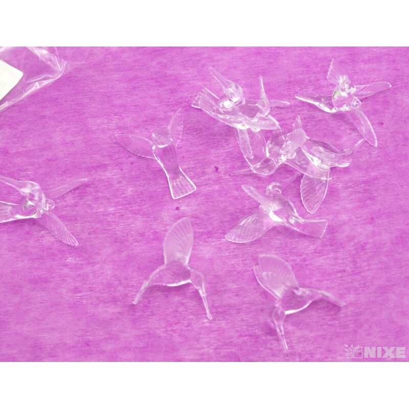 ZÁVĚS AKRYL KOLIBŘÍK 4cm 10ks*PRŮHLEDNÁ