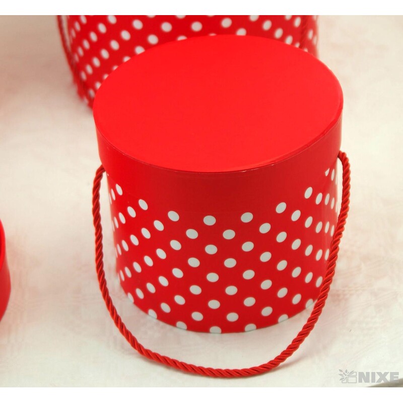 KVĚTINOVÝ BOX 3ks pr. 21x18cm 18x16 15x13*PUNTÍK ČERVENÁ