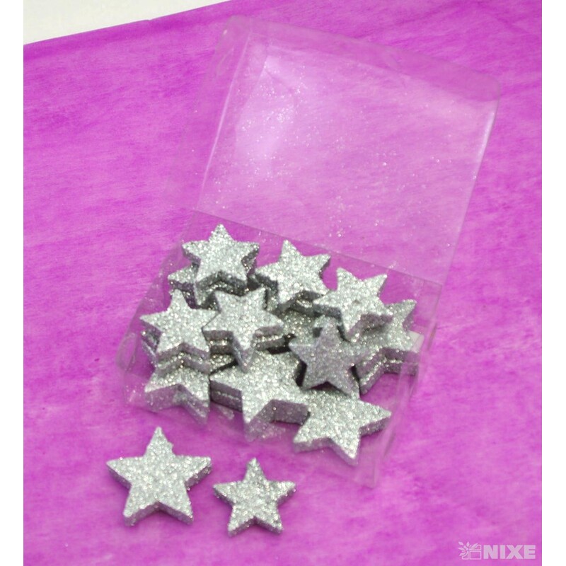 HVĚZDA PLNÁ 5-4cm 24ks*STŘÍBRNÁ