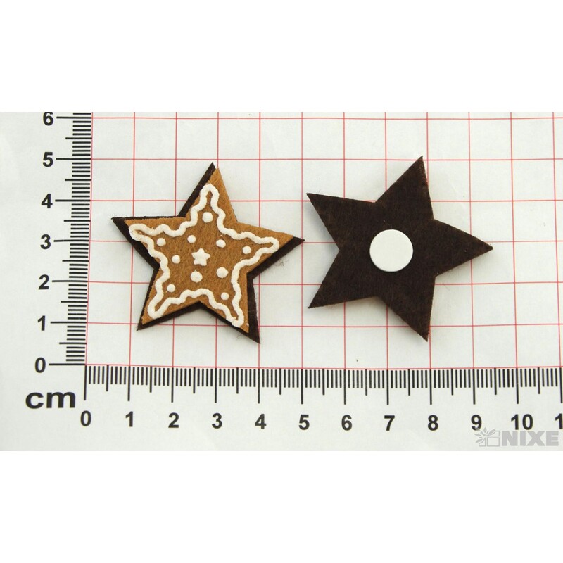 PERNÍČEK HVĚZDA NALEP. 4cm 12ks*HNĚDÁ