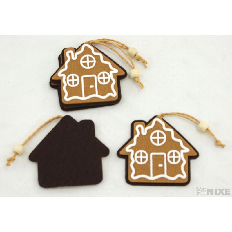 ZÁVĚS PERNÍČEK DOMEK 7cm 4ks*HNĚDÁ