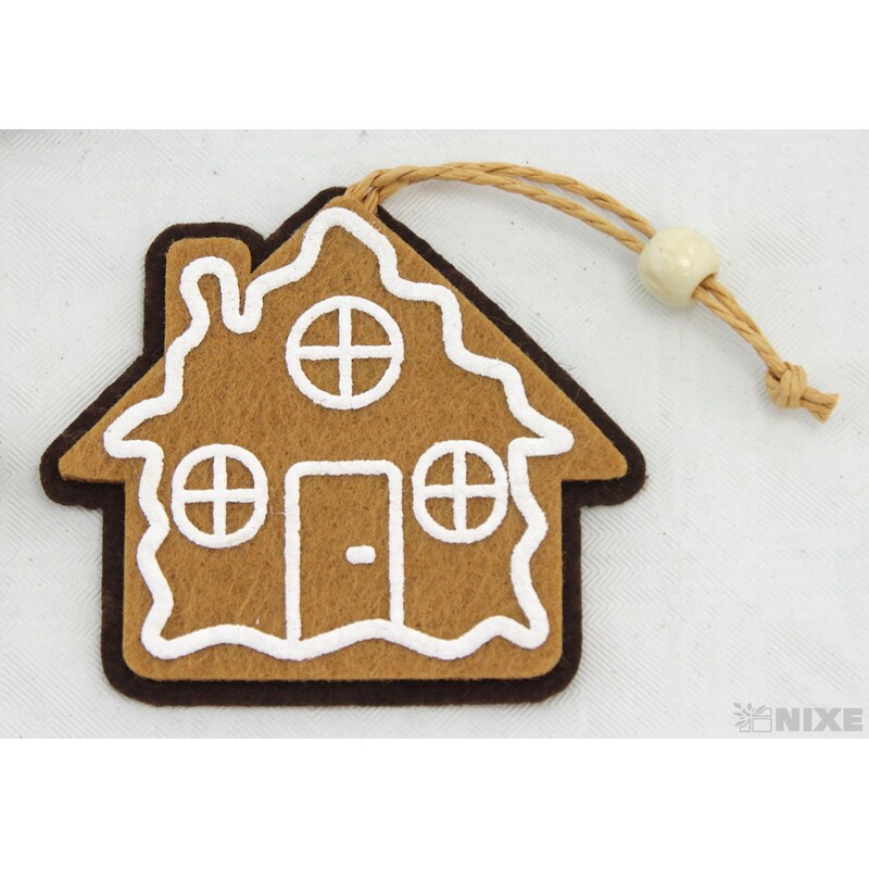 ZÁVĚS PERNÍČEK DOMEK 7cm 4ks*HNĚDÁ