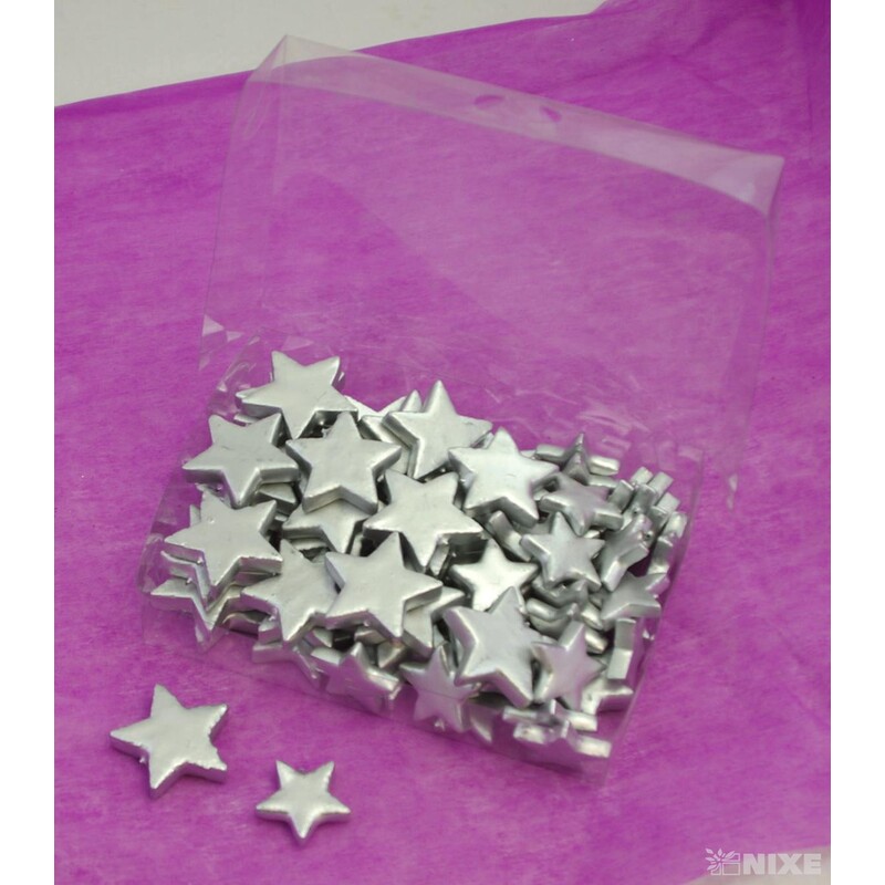 HVĚZDA 4-5cm 72ks*STŘÍBRNÁ