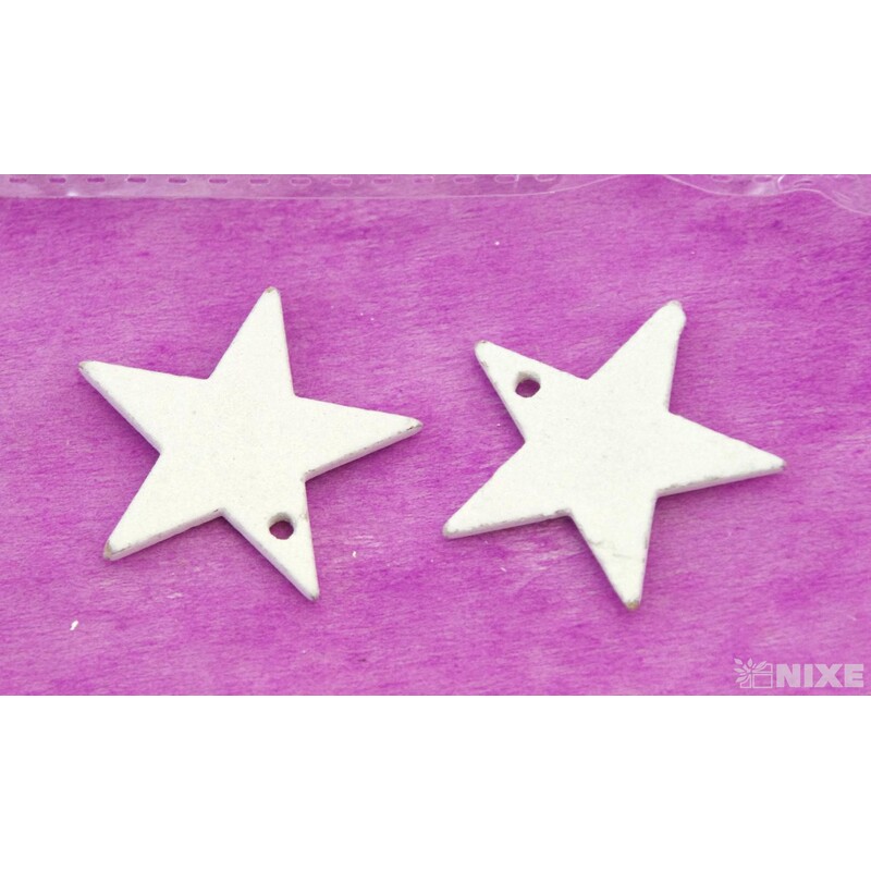 HVĚZDIČKA DŘEVO 3cm 20ks*BÍLÁ