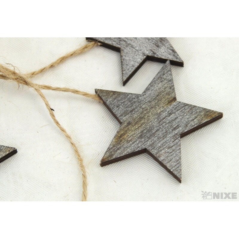 HVĚZDA DŘEVO 6-5-4cm 9ks*PŘÍRODNÍ