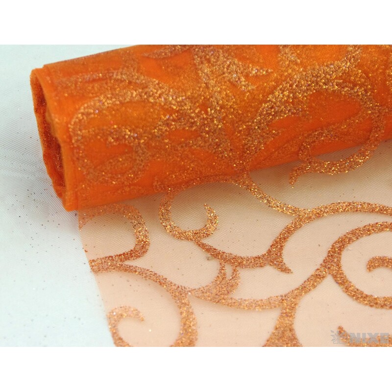 ORGANZA GLITR 2229 36cmx5yd*ORANŽOVÁ