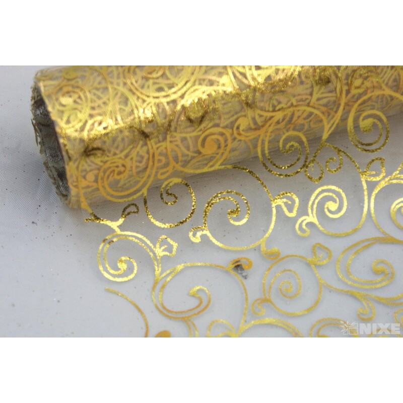 ORGANZA TISK 2231 36cmx5yd*ČERVENÁ