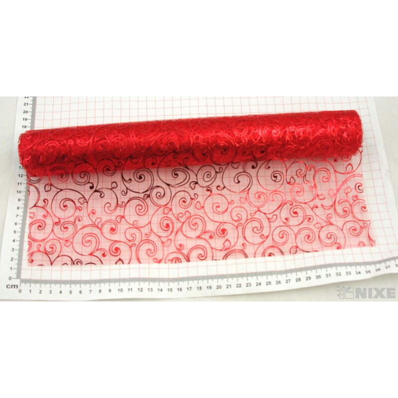 ORGANZA TISK 2231 36cmx5yd*ČERVENÁ