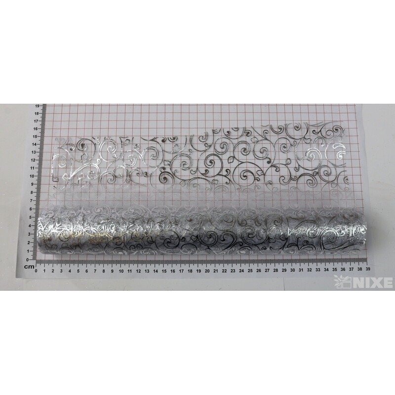 ORGANZA TISK 2231 36cmx5yd*STŘÍBRNÁ