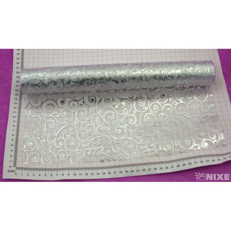 ORGANZA TISK 2231 36cmx5yd*STŘÍBRNÁ