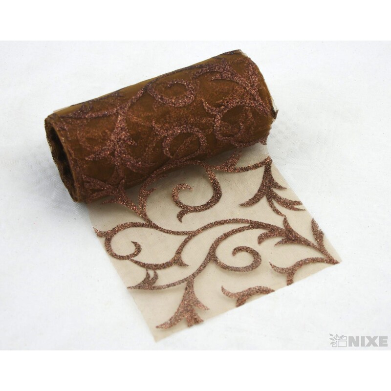 ORGANZA GLITR 2228 12cmx10yd*HNĚDÁ