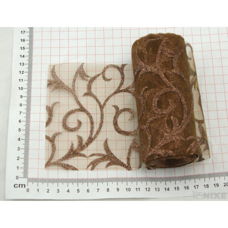 ORGANZA GLITR 2228 12cmx10yd*HNĚDÁ
