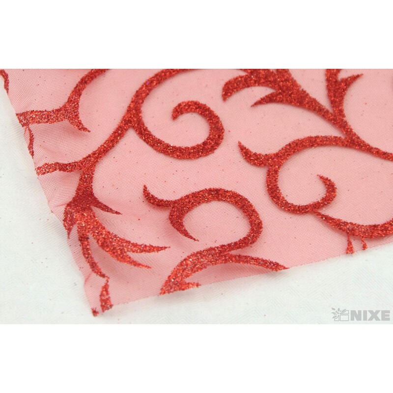 ORGANZA GLITR 2228 12cmx10yd*ČERVENÁ
