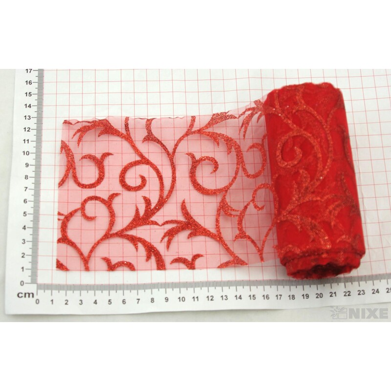 ORGANZA GLITR 2228 12cmx10yd*ČERVENÁ