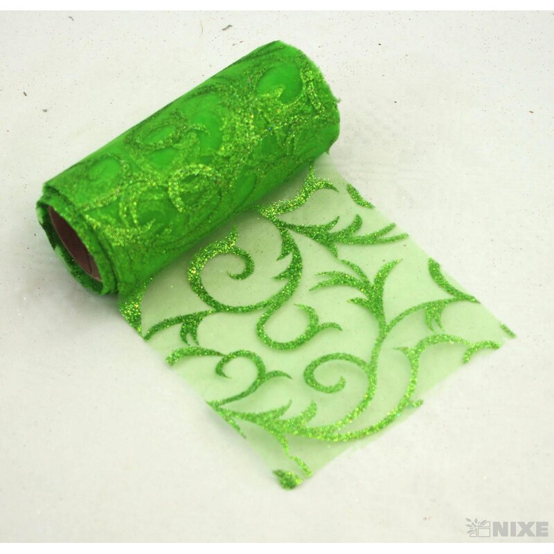 ORGANZA GLITR 2228 12cmx10yd*ČERVENÁ