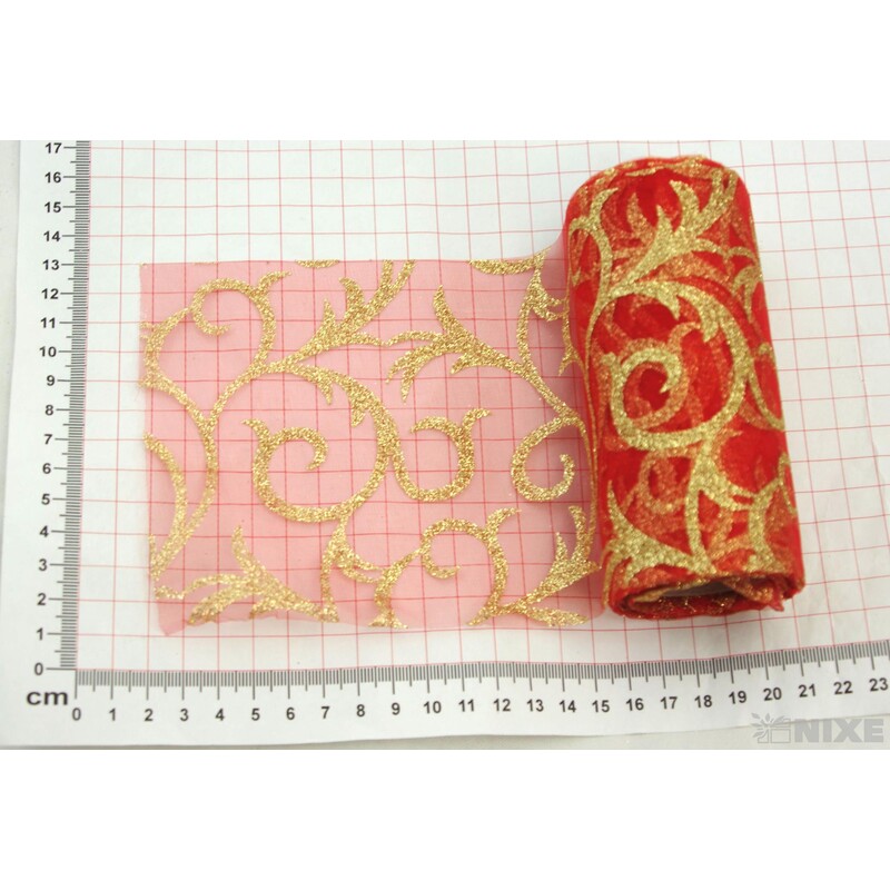 ORGANZA GLITR 2228 12cmx10yd*ČERVENÁ