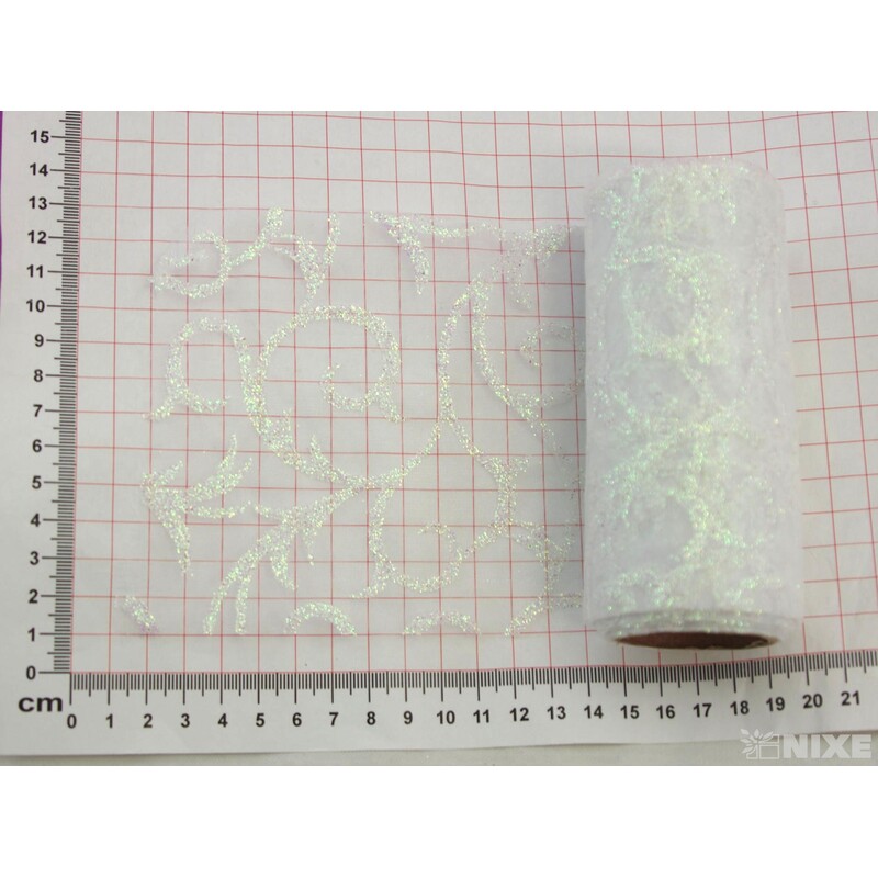 ORGANZA GLITR 2228 12cmx10yd*ČERVENÁ