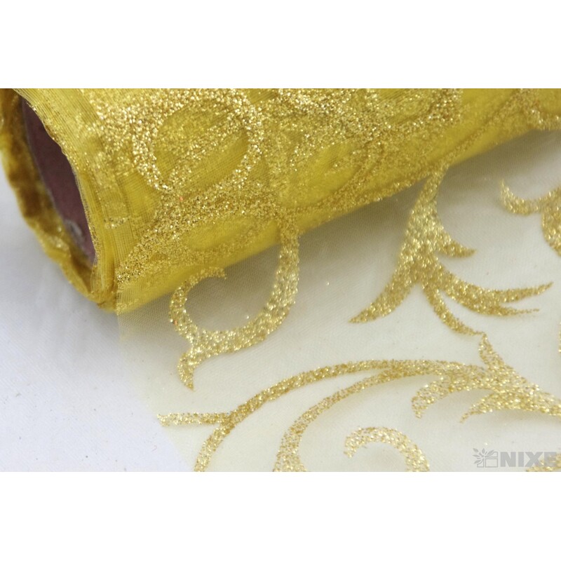 ORGANZA GLITR 2228 12cmx10yd*ZLATÁ