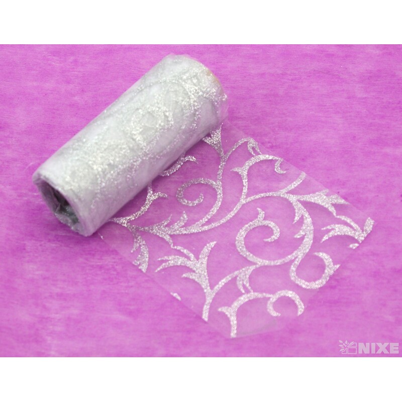 ORGANZA GLITR 2228 12cmx10yd*STŘÍBRNÁ