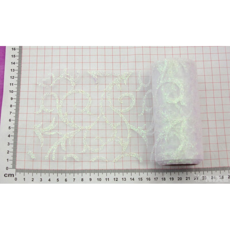 ORGANZA GLITR 2228 12cmx10yd*BÍLÁ