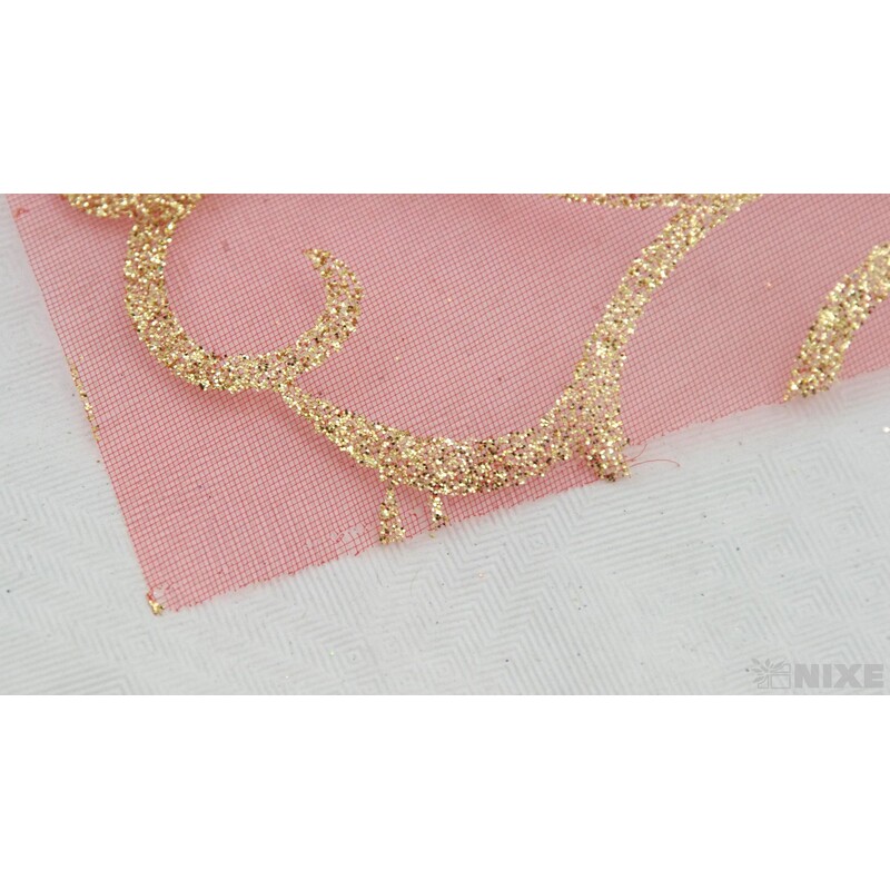 ORGANZA GLITR 2228 12cmx10yd*ČERVENÁ+ZLATÁ