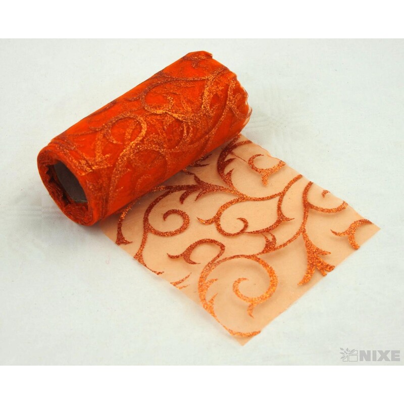 ORGANZA GLITR 2228 12cmx10yd*ORANŽOVÁ