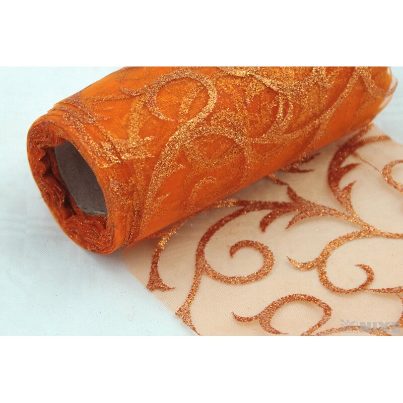 ORGANZA GLITR 2228 12cmx10yd*ORANŽOVÁ