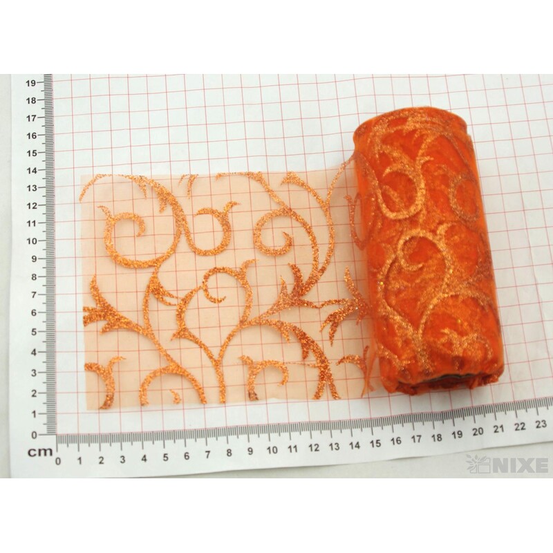 ORGANZA GLITR 2228 12cmx10yd*ORANŽOVÁ