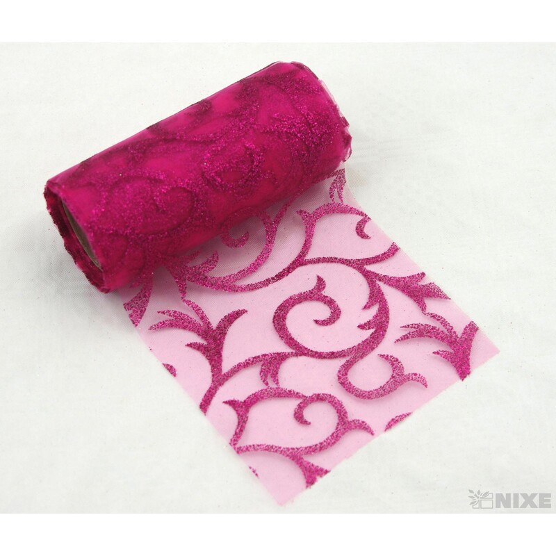 ORGANZA GLITR 2228 12cmx10yd*RŮŽOVÁ TM.