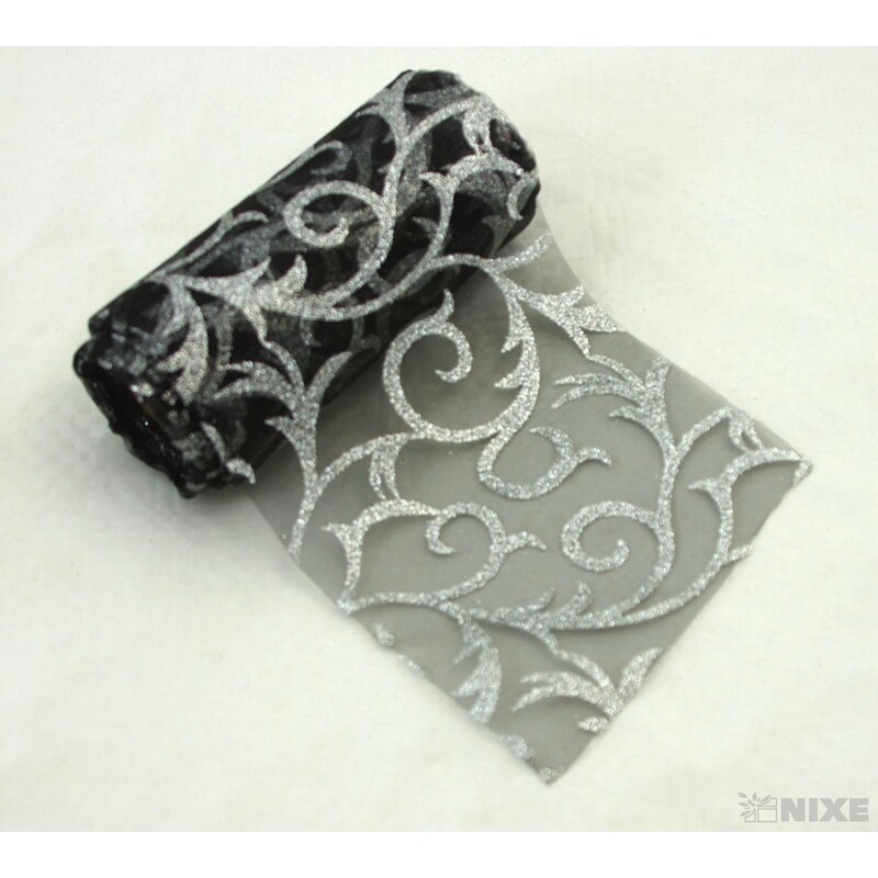 ORGANZA GLITR 2228 12cmx10yd*ČERNÁ