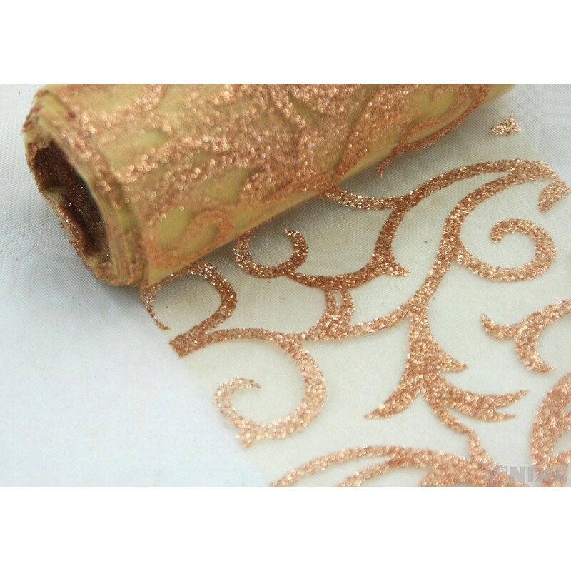 ORGANZA GLITR 2228 12cmx10yd*MĚDENÁ