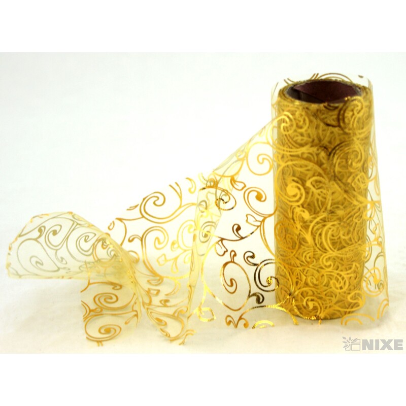 ORGANZA TISK 2230 12cmx10yd*ZLATÁ