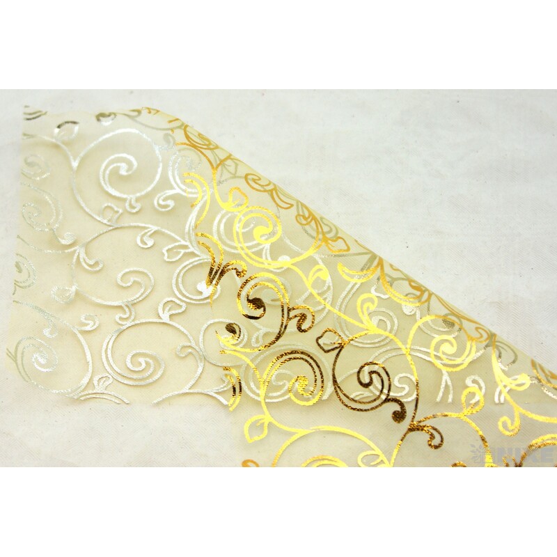 ORGANZA TISK 2230 12cmx10yd*ZLATÁ