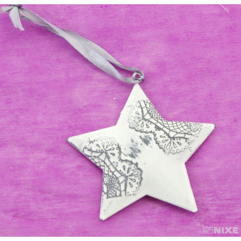 ZÁVĚS HVĚZDA PLECH 9cm*BÍLÁ