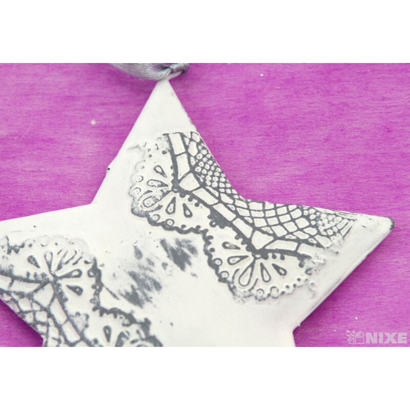 ZÁVĚS HVĚZDA PLECH 9cm*BÍLÁ