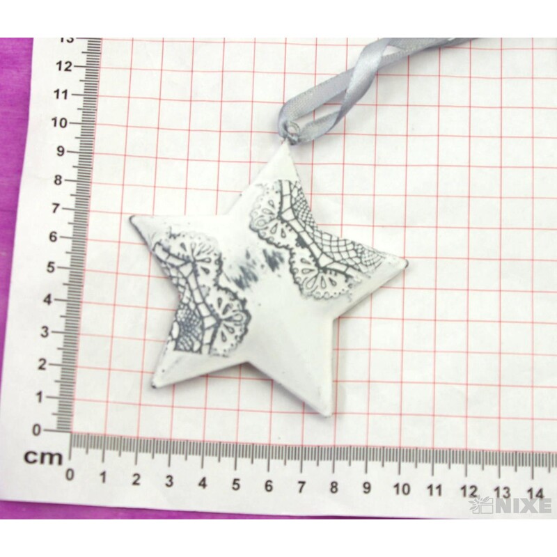 ZÁVĚS HVĚZDA PLECH 9cm*BÍLÁ