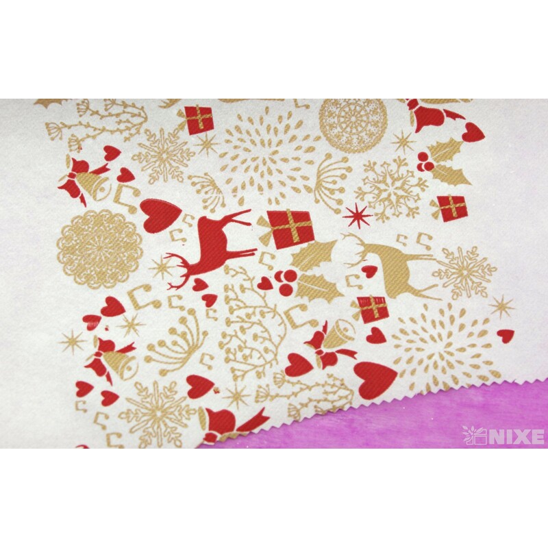 TEXTILIE VÁNOCE 40cmx5m*BÍLÁ+ČERVENÁ