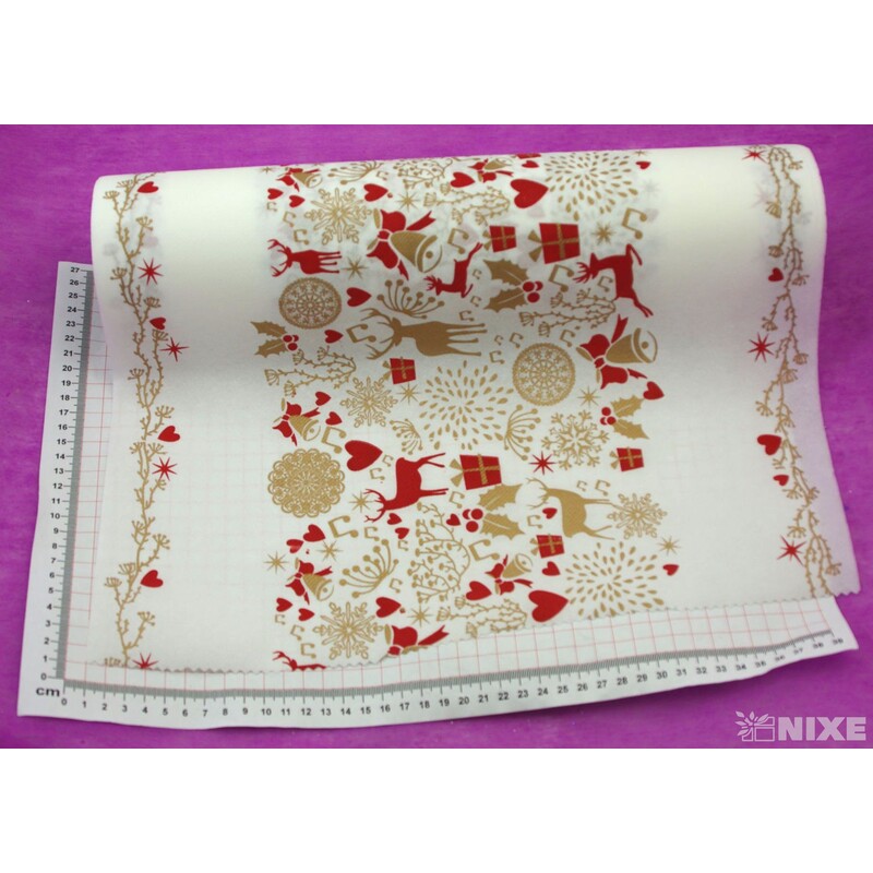 TEXTILIE VÁNOCE 40cmx5m*BÍLÁ+ČERVENÁ