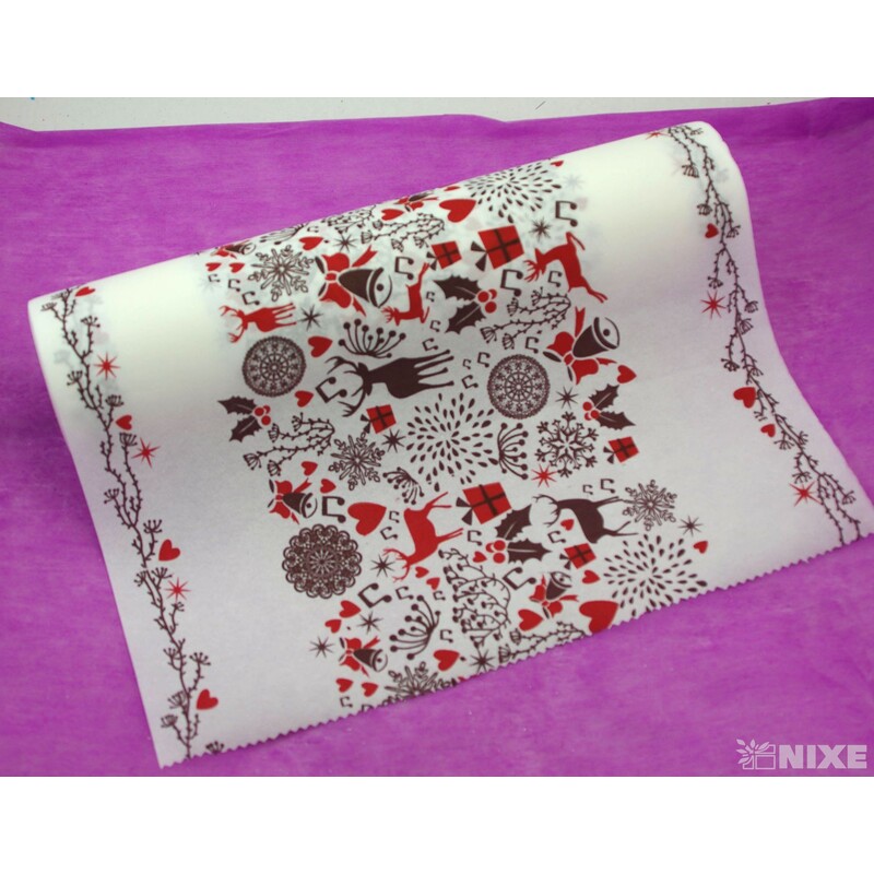 TEXTILIE VÁNOCE 40cmx5m*BÍLÁ+HNĚDÁ