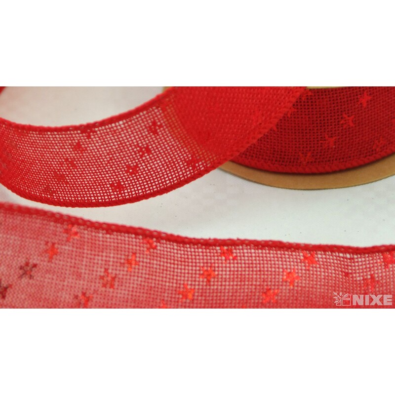 STUHA JUTA HVĚZDY 4cmx7yd*ČERVENÁ