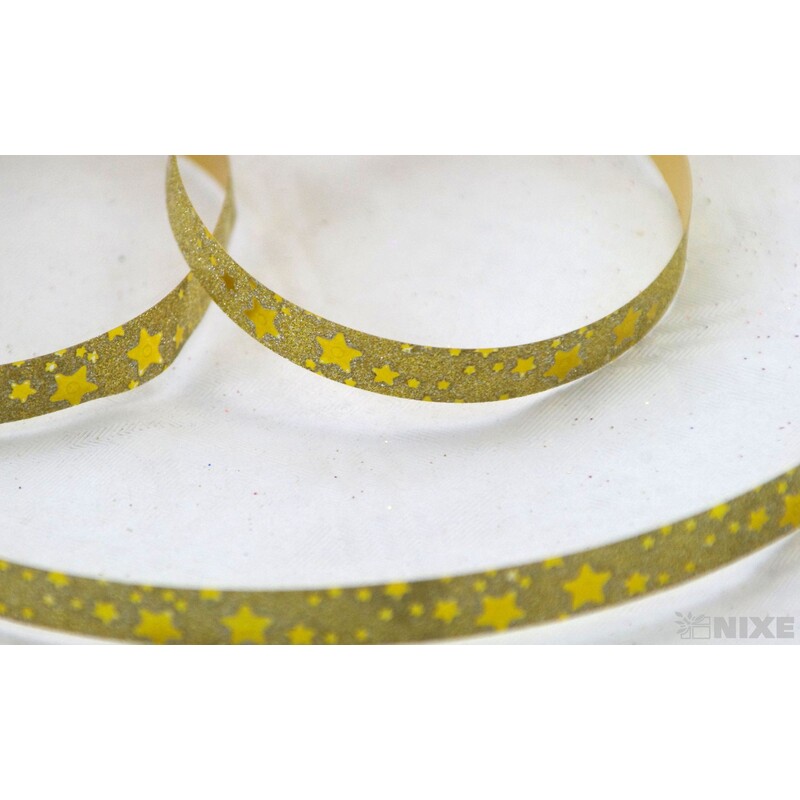 STUHA BROKÁT HVĚZDA 1cmx100m*ZLATÁ