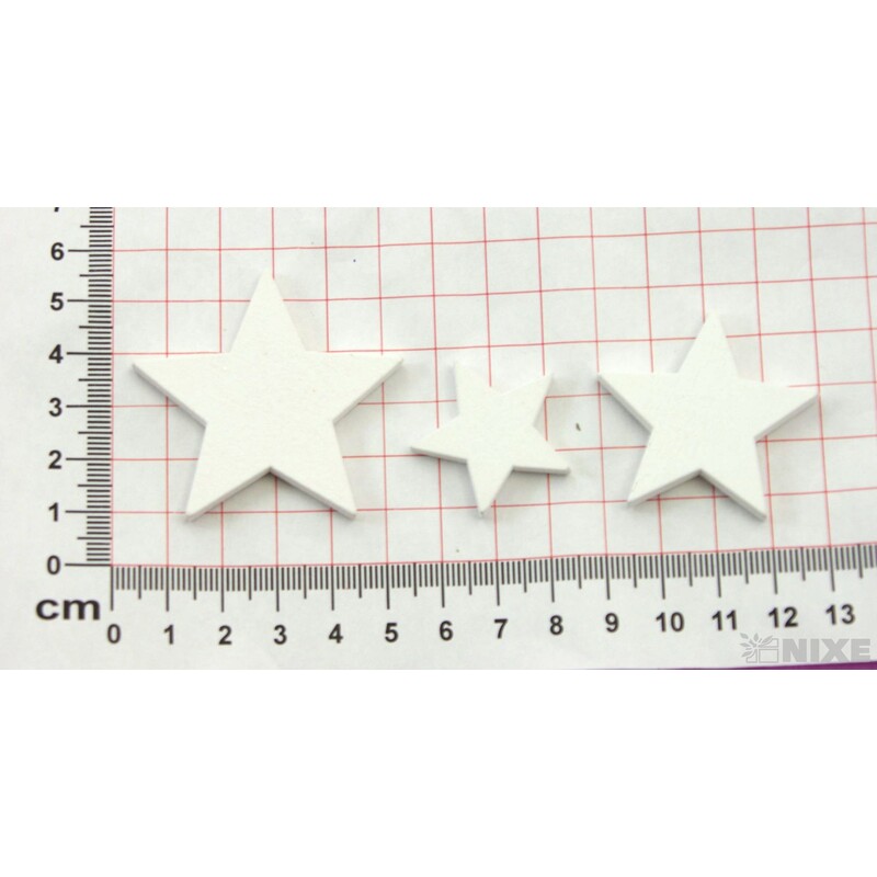 HVĚZDA DŘEVO 3-5cm 6ks*BÍLÁ
