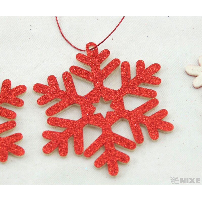 ZÁVĚS VLOČKA 8cm 4ks*ČERVENÁ